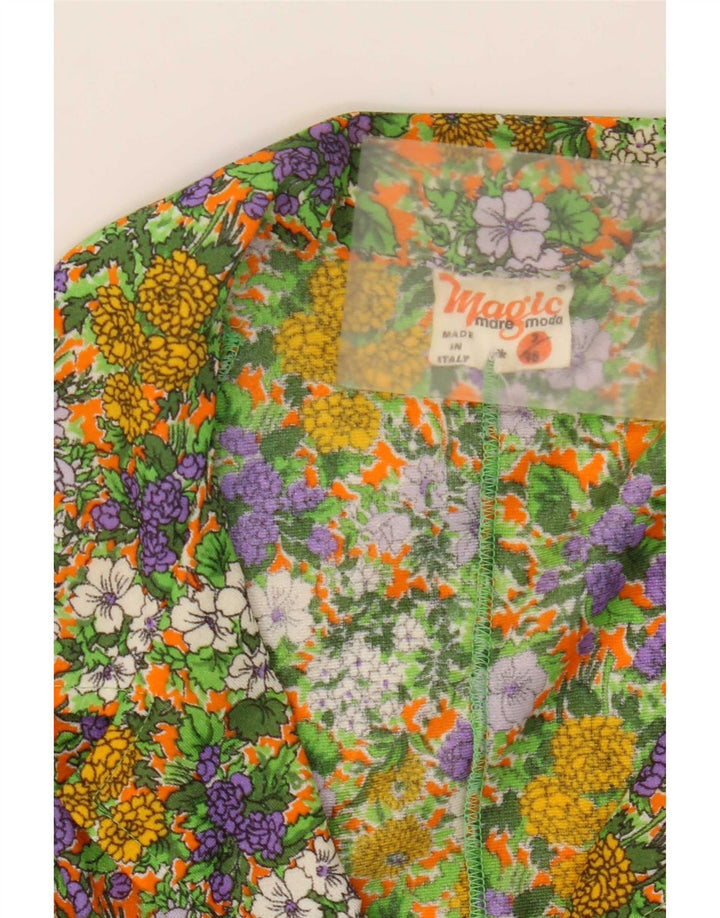 Magic Womens Short Sleeve Shirt Blouse US 3 Small Multicoloured Floral