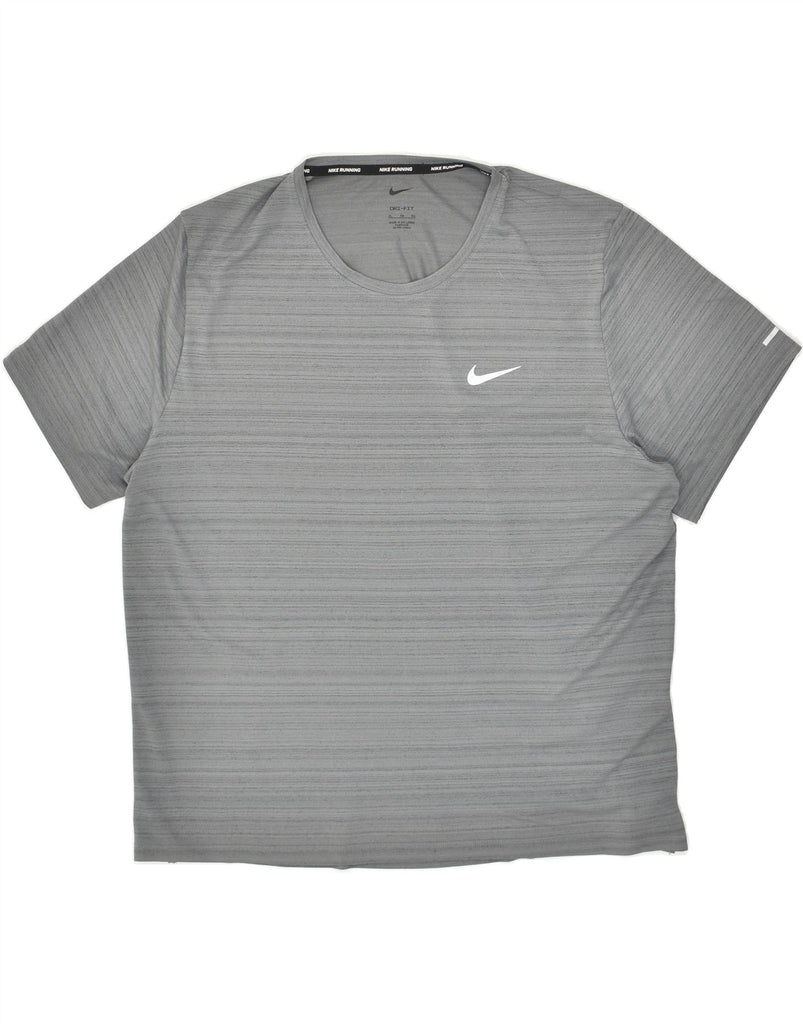 NIKE Mens Dri Fit T-Shirt Top XL Grey Striped Polyester | Vintage Nike | Thrift | Second-Hand Nike | Used Clothing | Messina Hembry 
