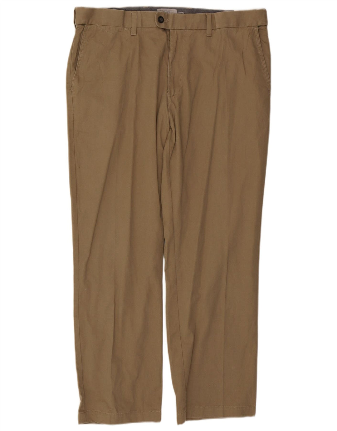Marks & Spencer Mens Straight Regular Suit Trousers  W38 L29 Khaki Cotton