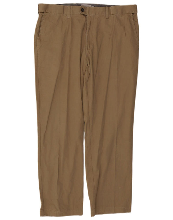 Marks & Spencer Mens Straight Regular Suit Trousers  W38 L29 Khaki Cotton