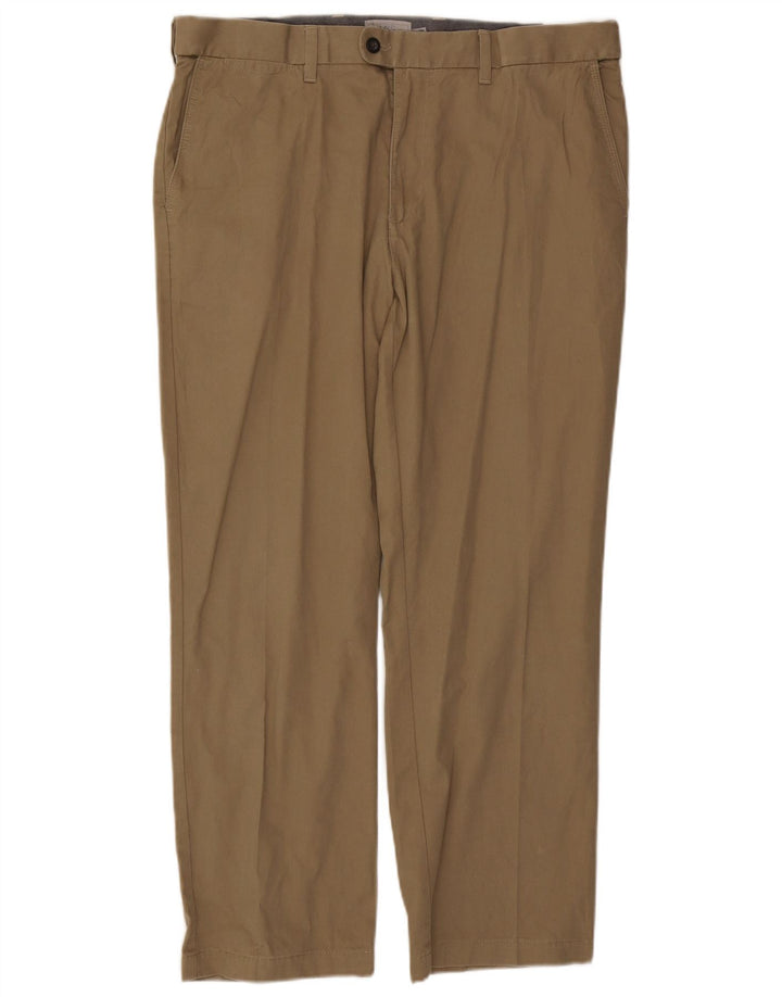Marks & Spencer Mens Straight Regular Suit Trousers  W38 L29 Khaki Cotton