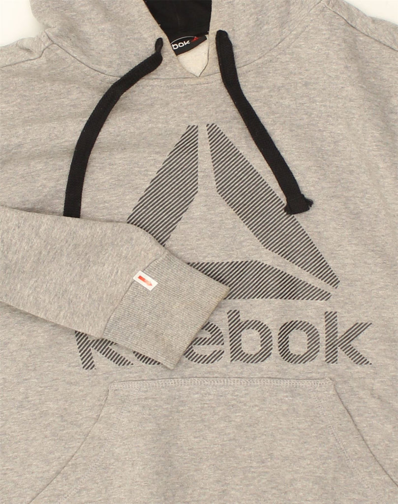 REEBOK Mens Graphic Hoodie Jumper Small Grey Cotton | Vintage Reebok | Thrift | Second-Hand Reebok | Used Clothing | Messina Hembry 