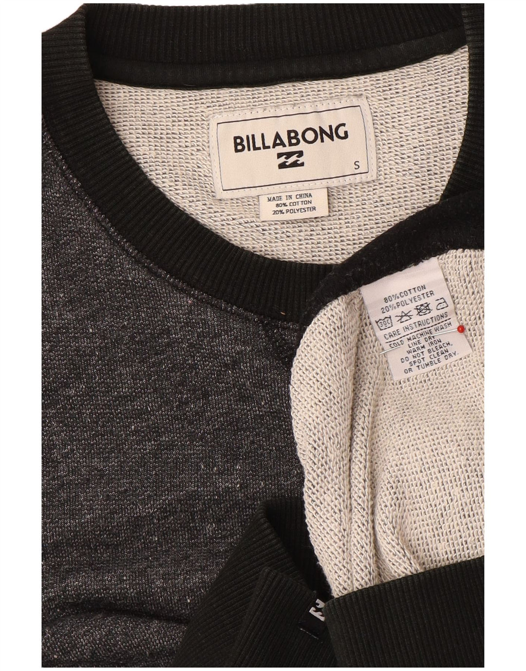Billabong Mens Sweatshirt Jumper Small Grey Colourblock Cotton
