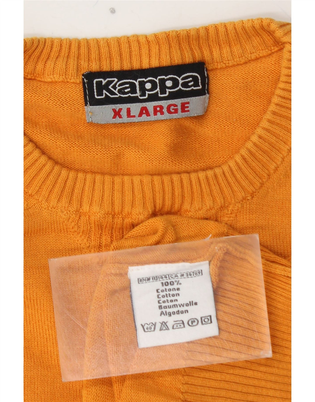 KAPPA Mens Crew Neck Jumper Sweater XL Yellow Cotton