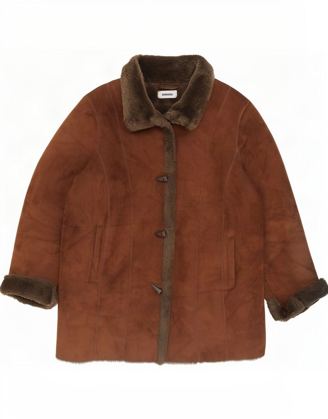 Wallis Womens Oversized Sherpa Overcoat UK 16 Large Brown Acrylic