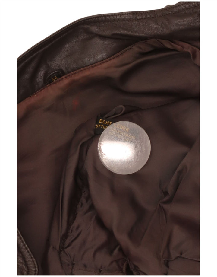 Vintage Mens Bomber Leather Jacket EU 54 2XL Brown Leather