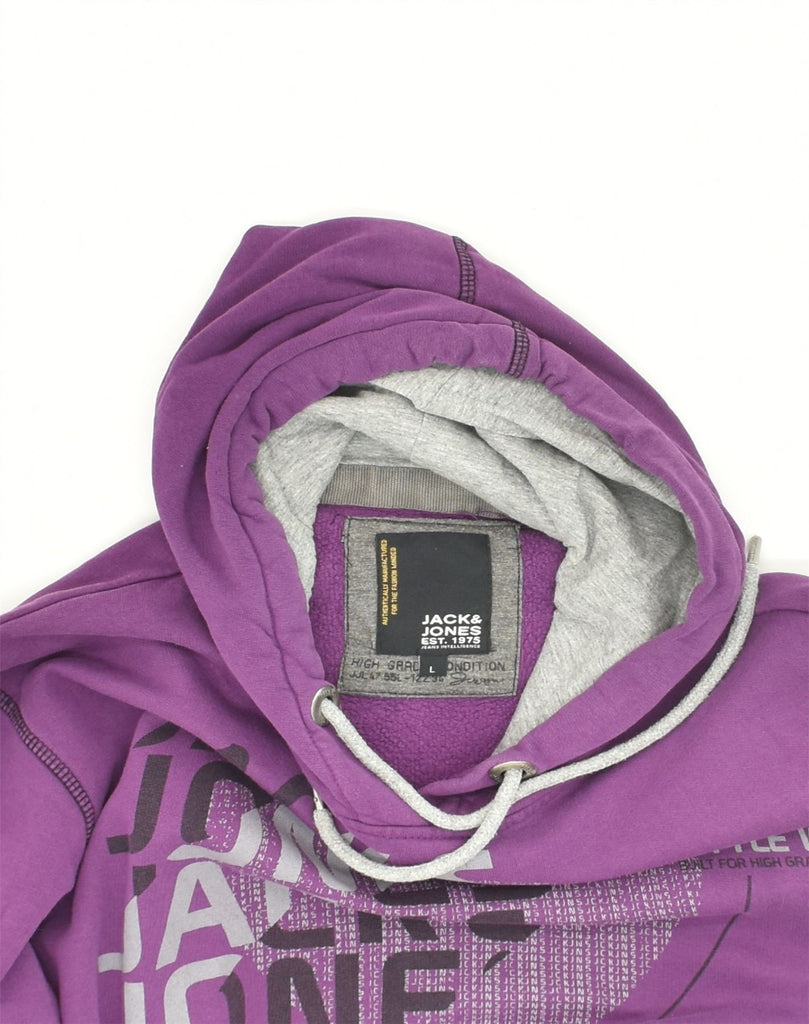 JACK & JONES Mens Graphic Hoodie Jumper Large Purple Cotton | Vintage Jack & Jones | Thrift | Second-Hand Jack & Jones | Used Clothing | Messina Hembry 