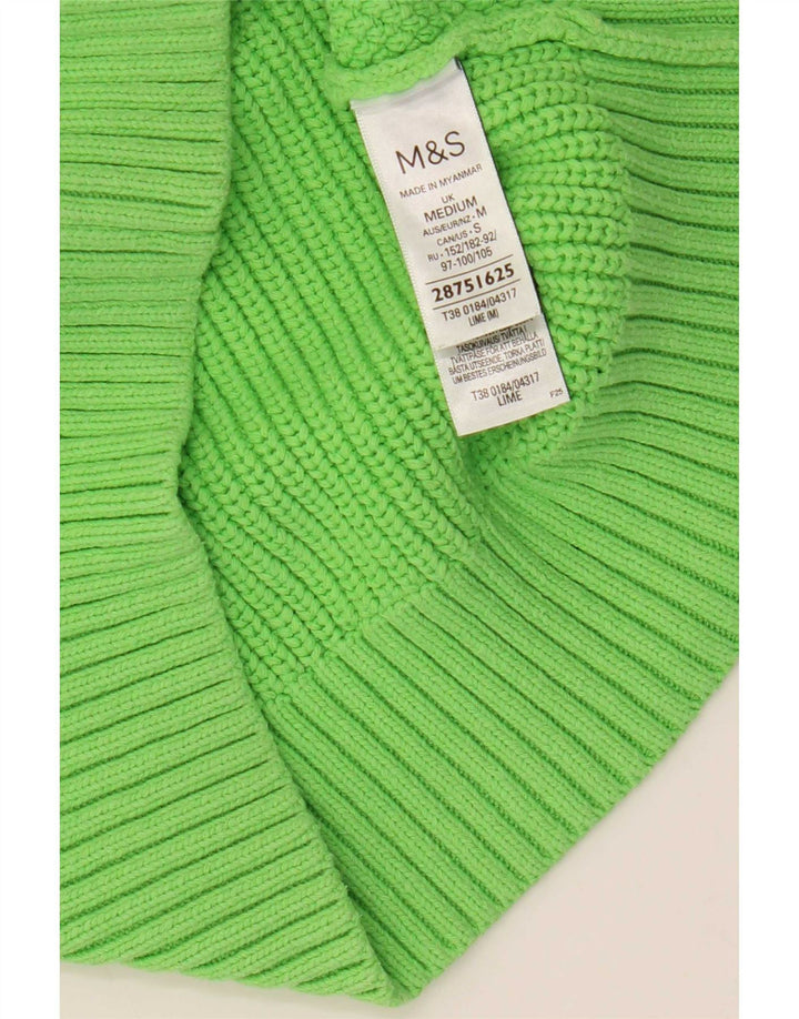 Marks & Spencer Womens Crop Crew Neck Jumper Sweater UK 14 Medium Green