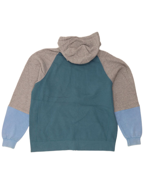 Russell Athletic Mens Zip Hoodie Sweater Large Blue Colourblock Cotton