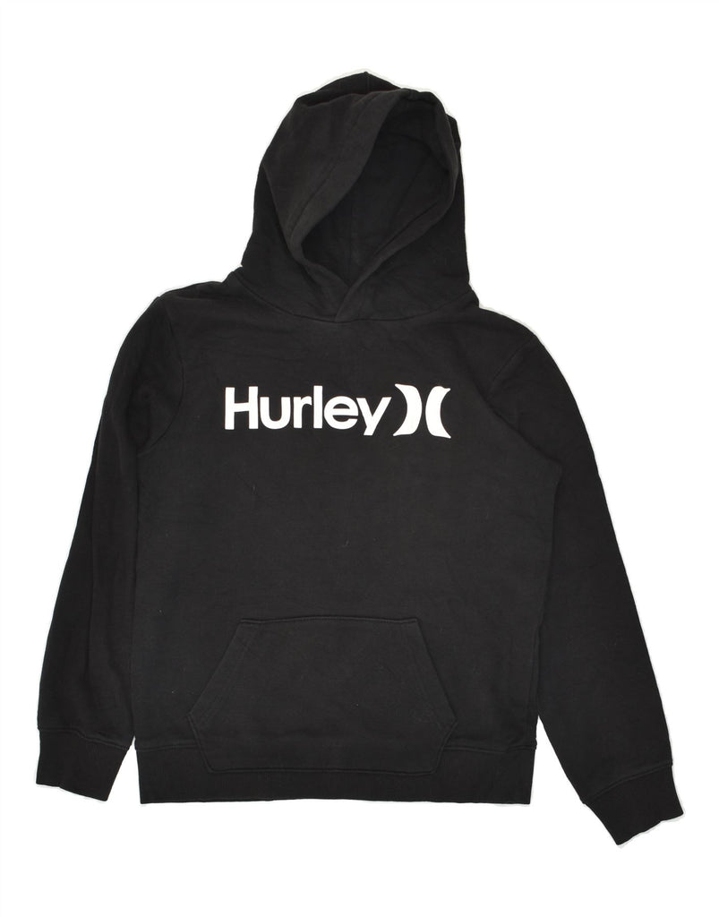 HURLEY Boys Graphic Hoodie Jumper 12-13 Years Large Black Cotton | Vintage Hurley | Thrift | Second-Hand Hurley | Used Clothing | Messina Hembry 