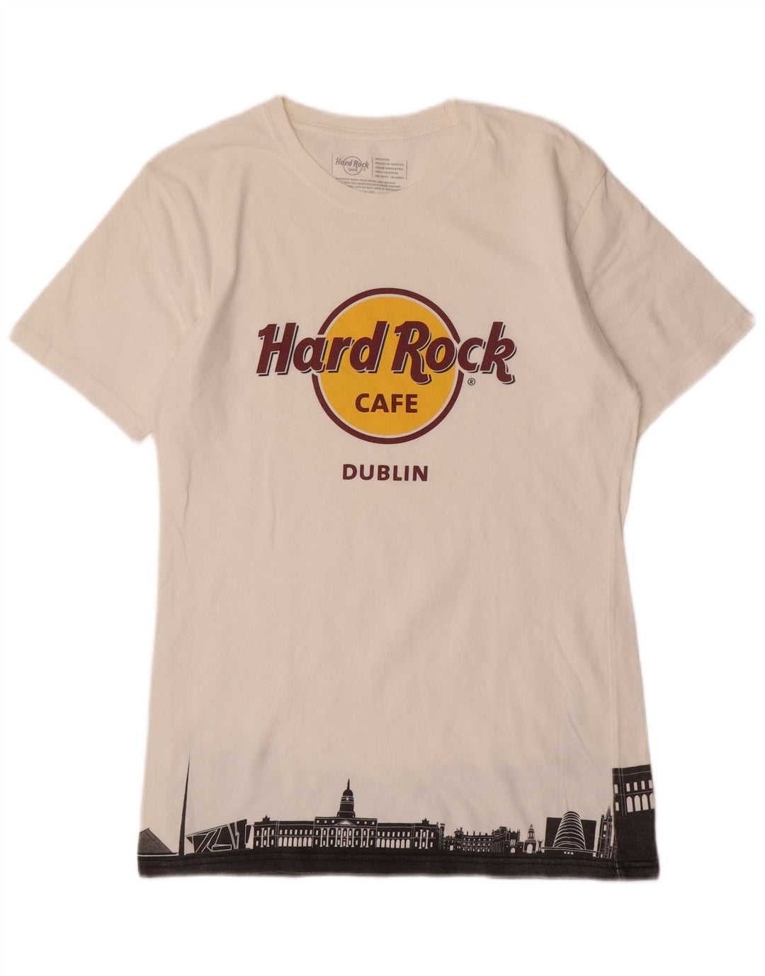 Hard Rock Cafe Mens Dublin Graphic T-Shirt Top Medium White Cotton