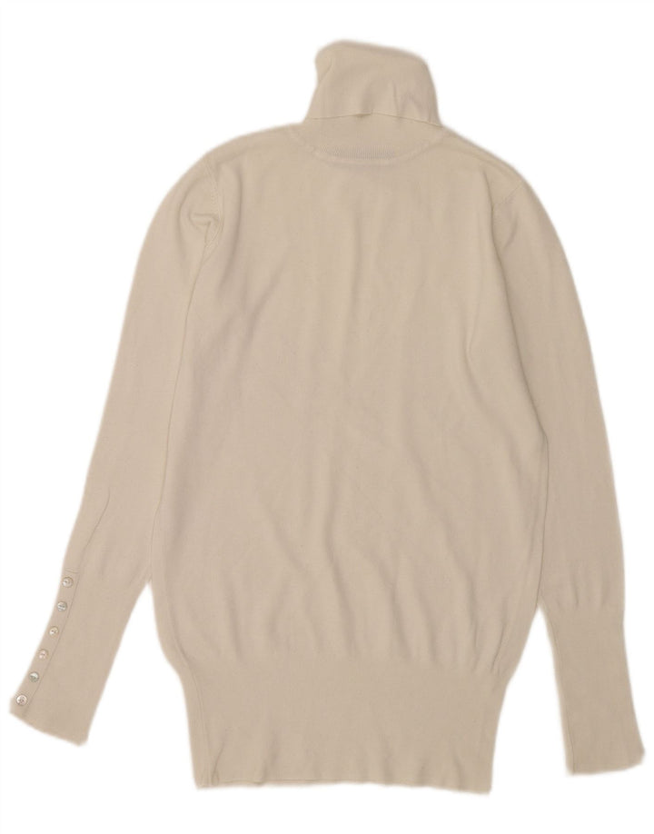 Zara Womens Roll Neck Jumper Sweater UK 12 Medium White Rayon