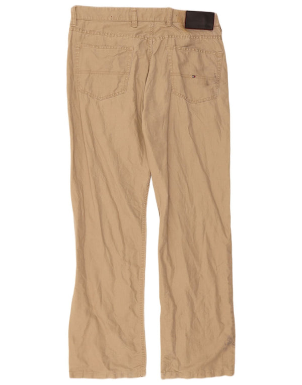 Tommy Hilfiger Mens Straight Casual Trousers W36 L31 Beige Linen