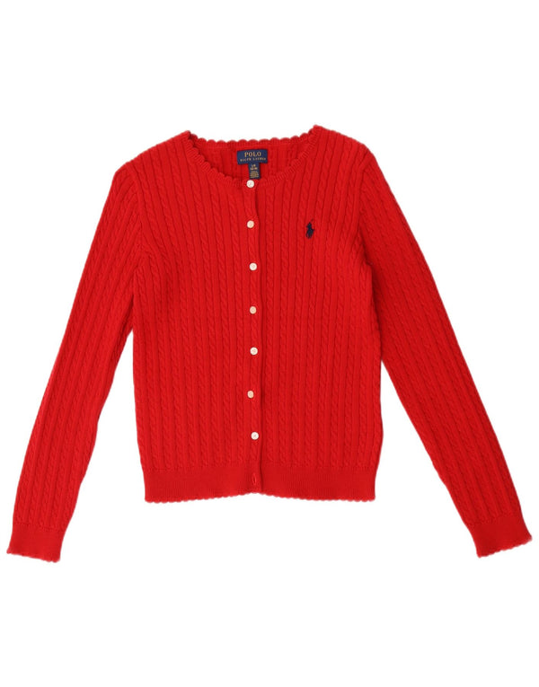 Polo Ralph Lauren Girls Crop Cardigan Sweater 12-13 Years Large Red Cotton