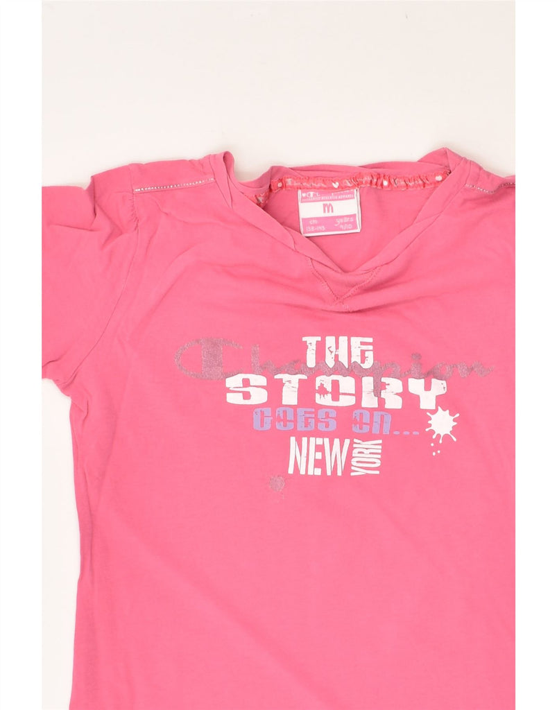 CHAMPION Girls Graphic T-Shirt Top 9-10 Years Medium Pink Cotton | Vintage Champion | Thrift | Second-Hand Champion | Used Clothing | Messina Hembry 