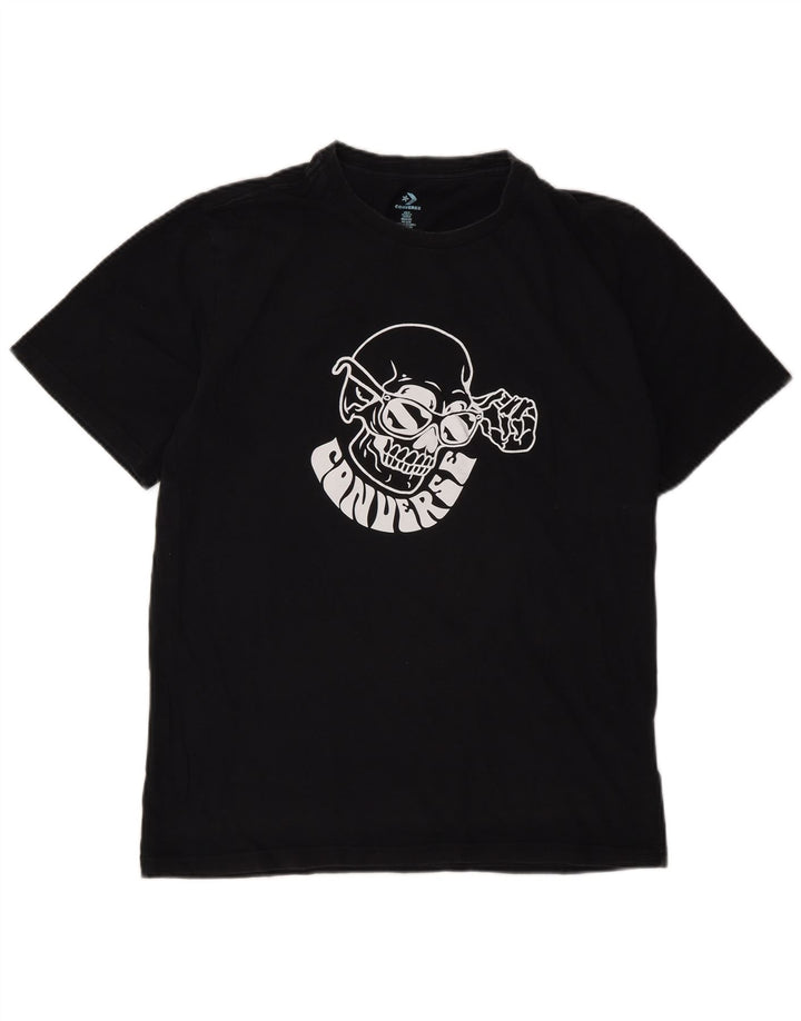 Converse Mens Graphic T-Shirt Top Small Black Cotton