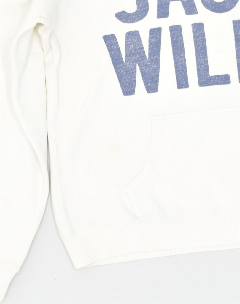 JACK WILLS Womens Graphic Hoodie Jumper UK 10 Small White Cotton | Vintage Jack Wills | Thrift | Second-Hand Jack Wills | Used Clothing | Messina Hembry 