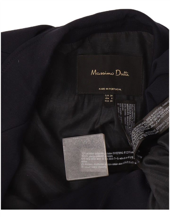 Massimo Dutti Womens 1 Button Blazer Jacket EU 38 Small Navy Blue Polyester