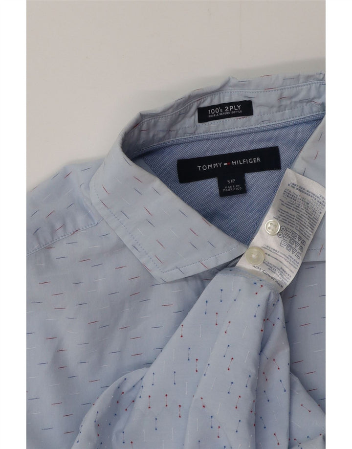 TOMMY HILFIGER Mens Shirt Small Blue Flecked Cotton