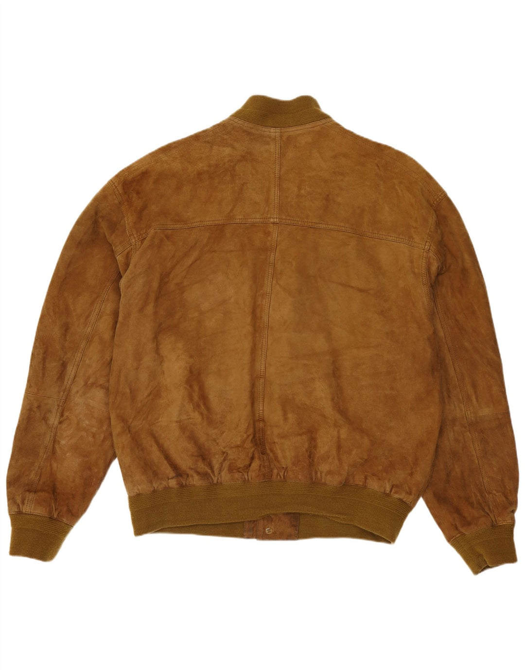 James Dillon Mens Suede Crew Neck Jumper Sweater UK 38 Medium Beige Leather
