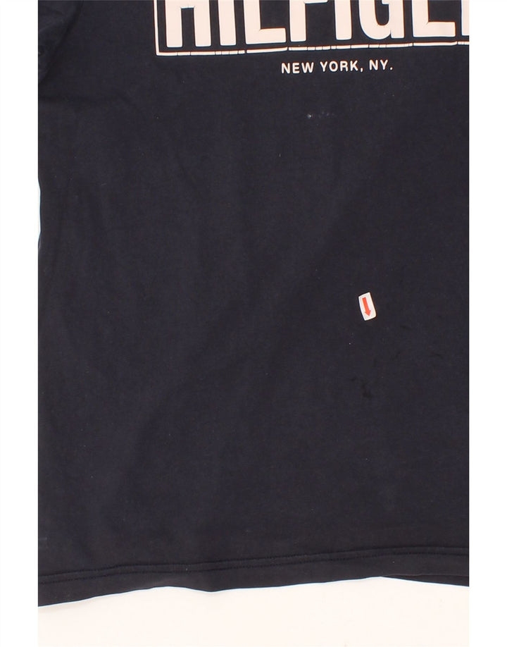 TOMMY HILFIGER Mens Graphic T-Shirt Top Medium Navy Blue Cotton Vintage Tommy Hilfiger and Second-Hand Tommy Hilfiger from Messina Hembry 