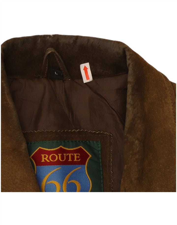 Route 66 Mens Suede Jacket UK 40 Large Khaki Leather