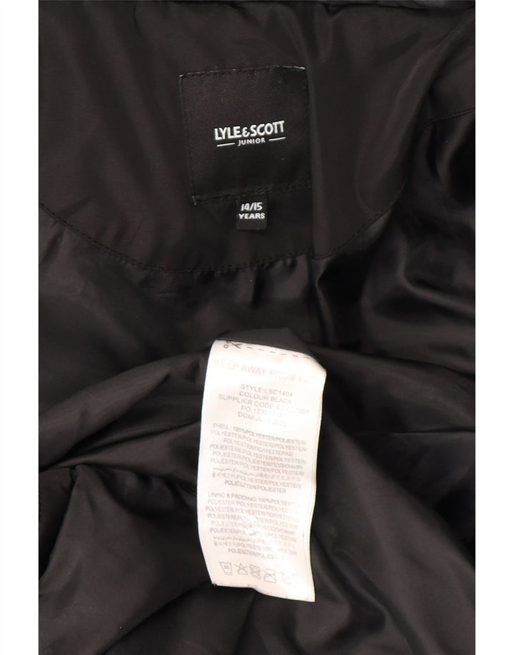 Lyle & Scott Boys Hooded Padded Jacket 14-15 Years Black Polyester