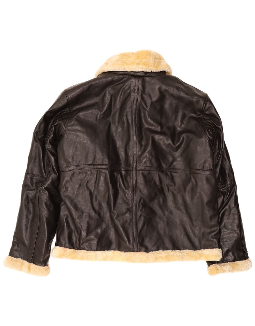 VINTAGE Mens Shearling Jacket UK 50 5XL Brown Leather