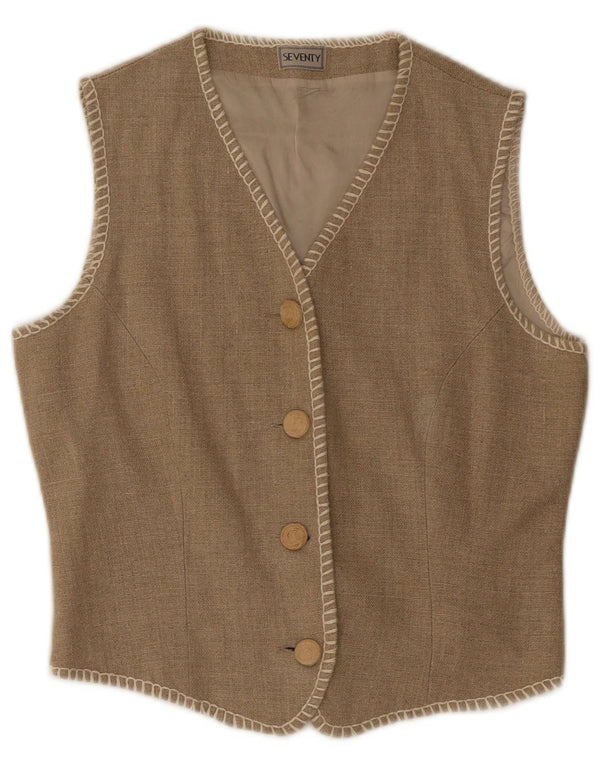 Seventy Womens Waistcoat IT 44 Medium Beige Flax