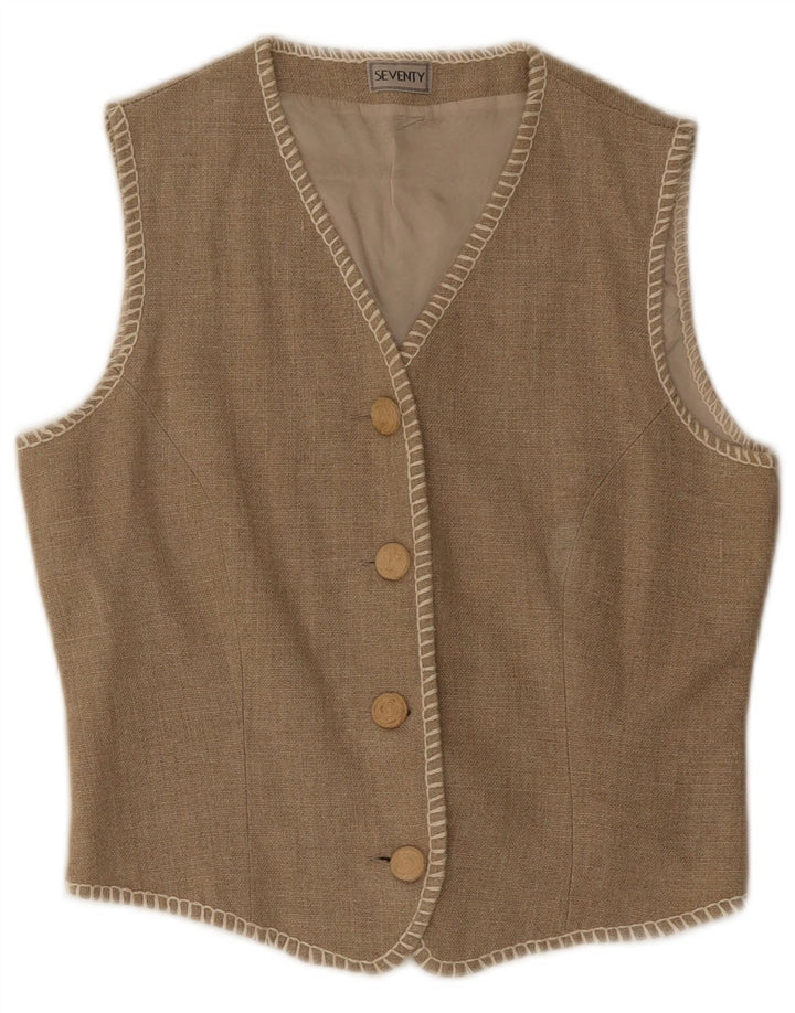 Seventy Womens Waistcoat IT 44 Medium Beige Flax