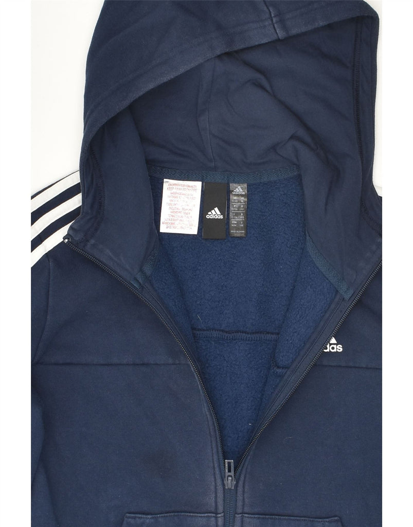 ADIDAS Boys Zip Hoodie Sweater 11-12 Years Navy Blue Cotton | Vintage Adidas | Thrift | Second-Hand Adidas | Used Clothing | Messina Hembry 