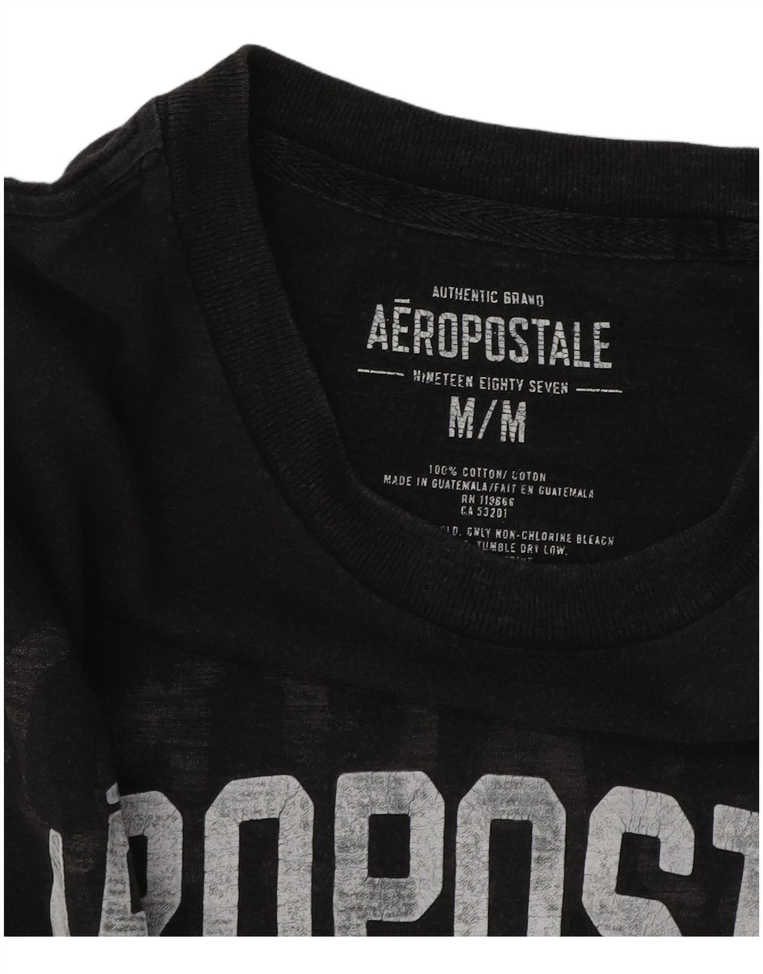 Aeropostale Mens Graphic T-Shirt Top Medium Black Cotton
