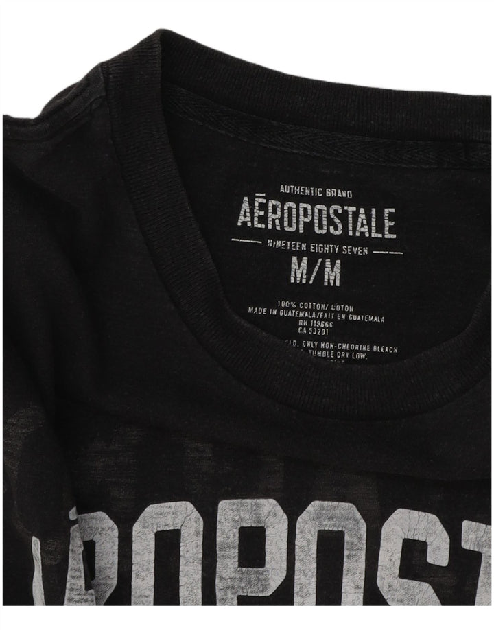 Aeropostale Mens Graphic T-Shirt Top Medium Black Cotton