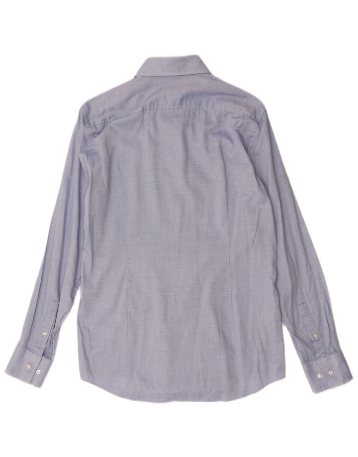 Hugo Boss Mens Shirt Size 39 15 1/2 Medium Blue Spotted Cotton