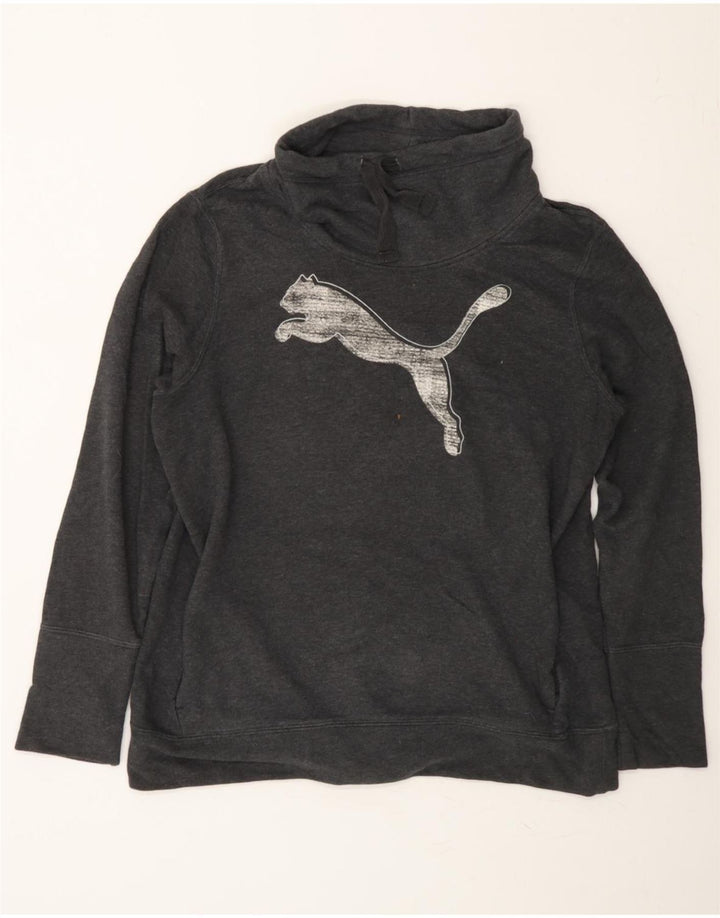 PUMA Womens Graphic Sweatshirt Jumper UK 16 Large Grey Cotton Vintage Puma and Second-Hand Puma from Messina Hembry 