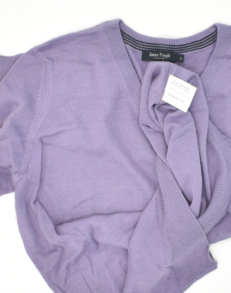 JAMES PRINGLE Mens V-Neck Jumper Sweater Small Purple Acrylic | Vintage James Pringle | Thrift | Second-Hand James Pringle | Used Clothing | Messina Hembry 