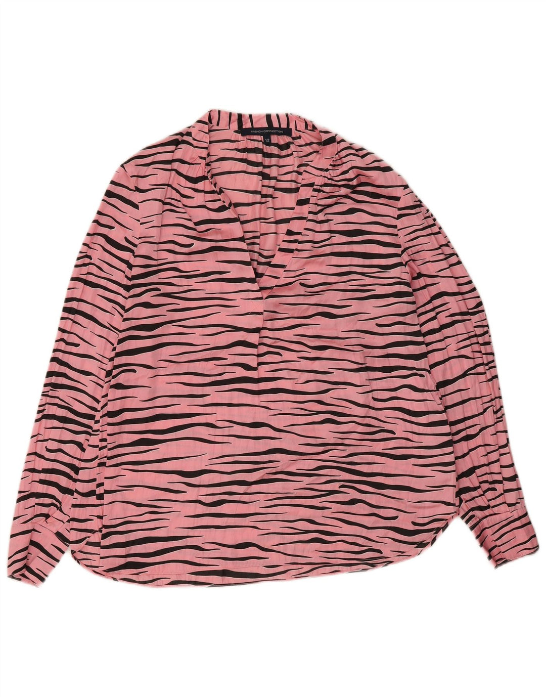 French Connection Womens Blouse Top UK 12 Medium Pink Animal Print