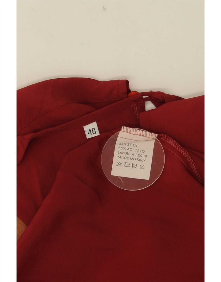 Vintage Womens Blouse Top IT 46 Large Red Silk
