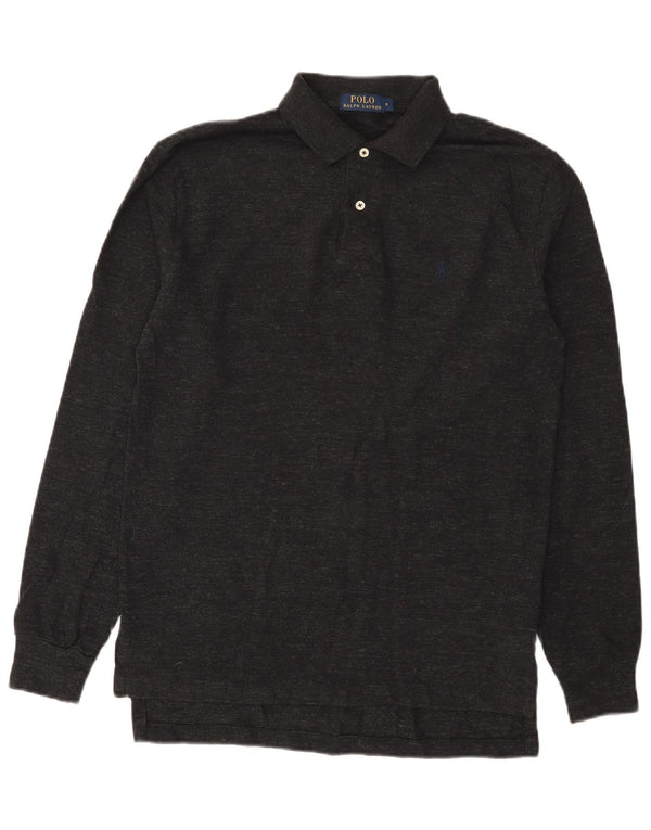 Polo Ralph Lauren Mens Long Sleeve Polo Shirt Small Grey Flecked Cotton