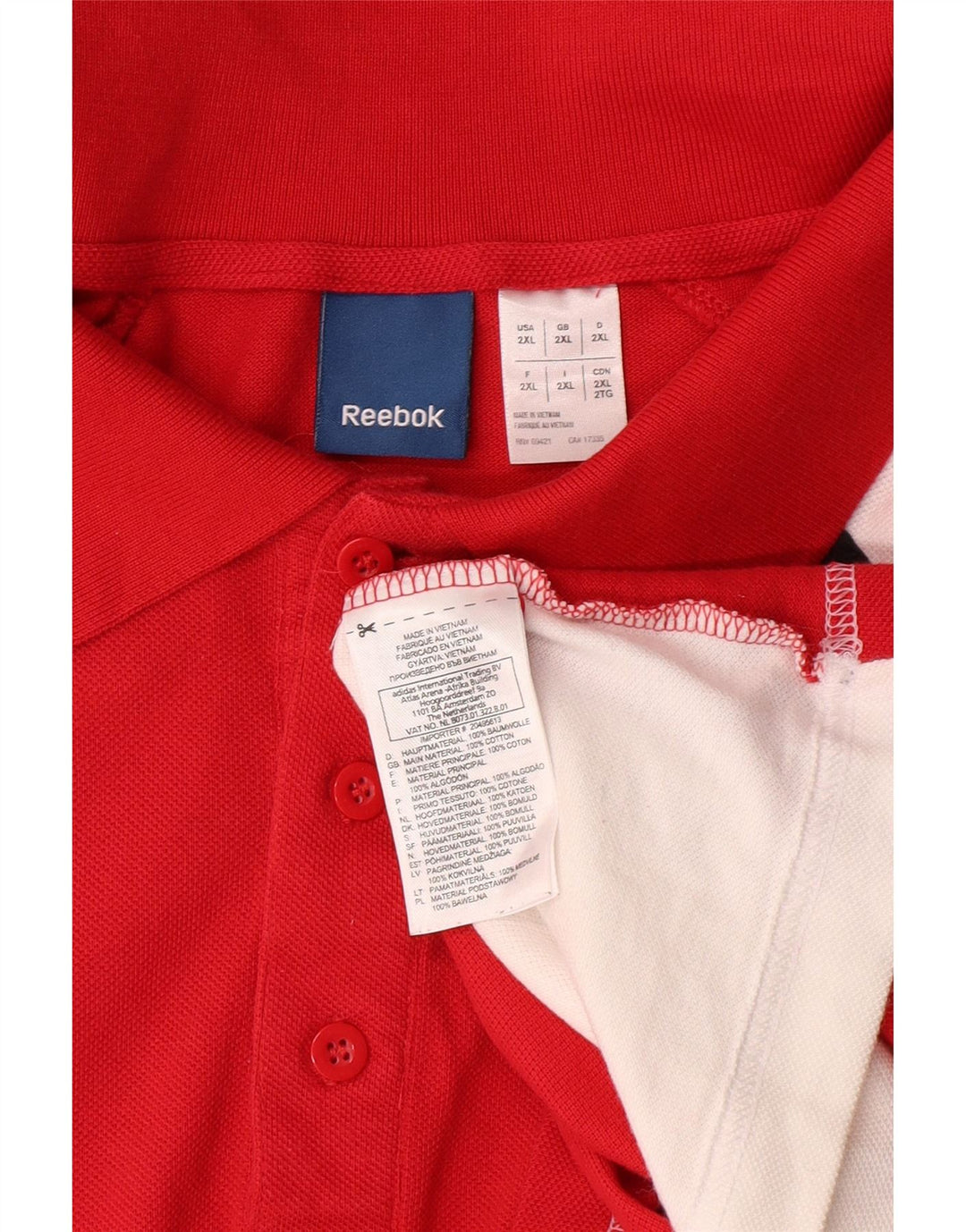 REEBOK Mens Graphic Polo Shirt 2XL Red Colourblock Cotton