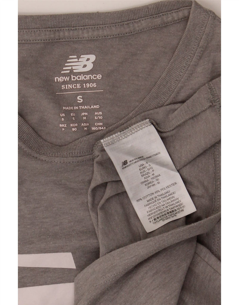 NEW BALANCE Womens Graphic T-Shirt Top UK 10 Small Grey Cotton Vintage New Balance and Second-Hand New Balance from Messina Hembry 