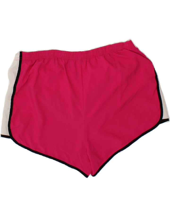 REEBOK Womens Sport Shorts UK 14 Large  Pink Colourblock Polyester Vintage Reebok and Second-Hand Reebok from Messina Hembry 