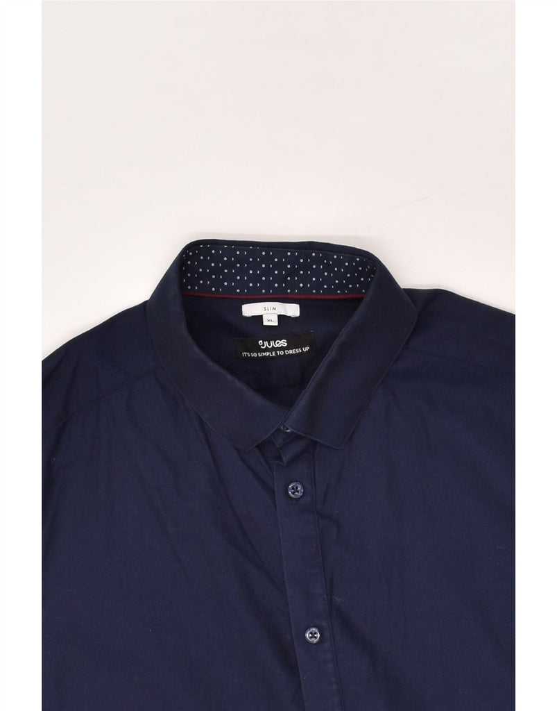 JULES Mens Slim Shirt XL Navy Blue Cotton | Vintage Jules | Thrift | Second-Hand Jules | Used Clothing | Messina Hembry 