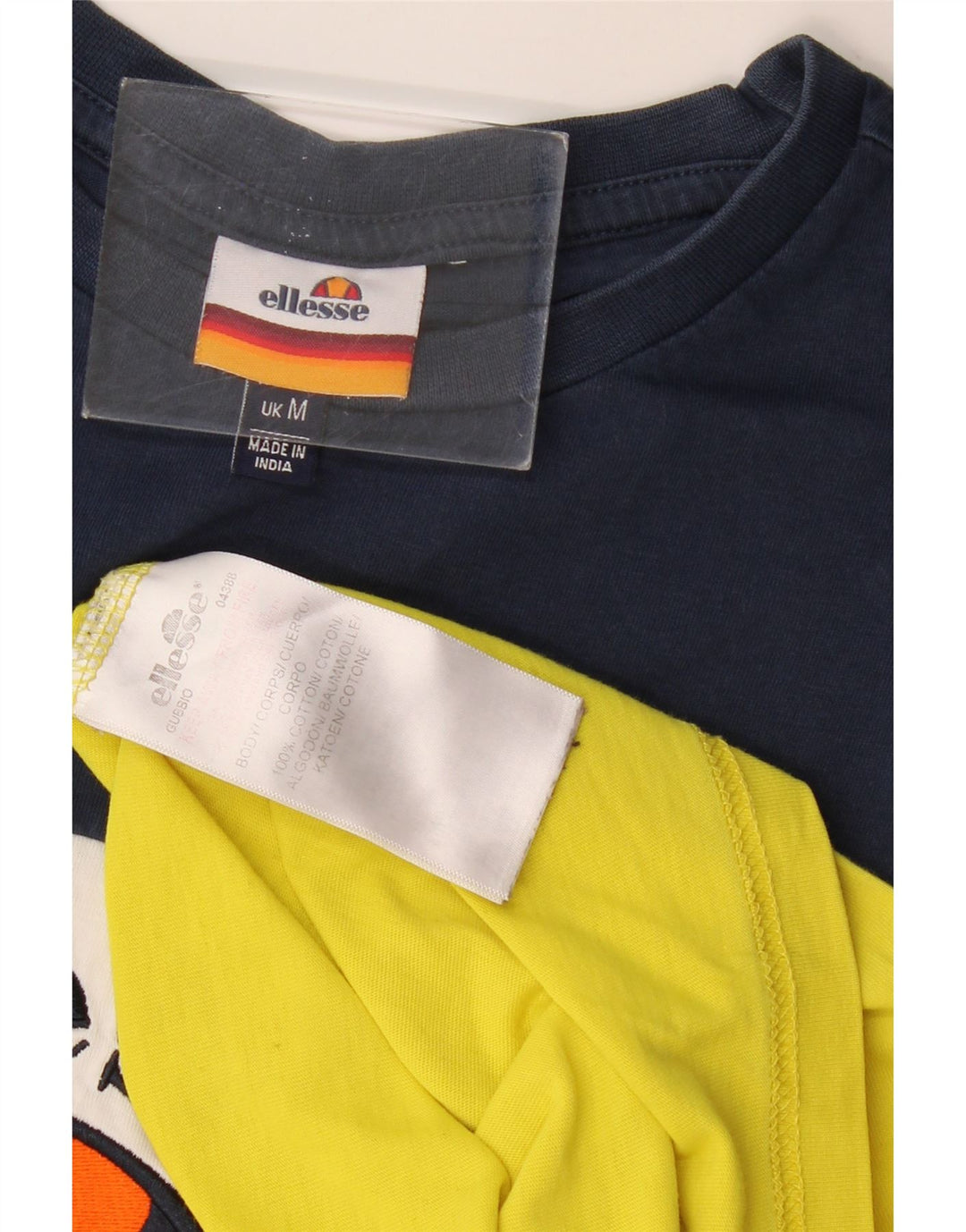 Ellesse Mens Graphic T-Shirt Top Medium Yellow Colourblock Cotton