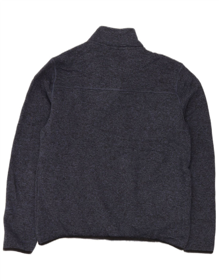 EDDIE BAUER Mens Zip Neck Sweatshirt Jumper Large Navy Blue Polyester