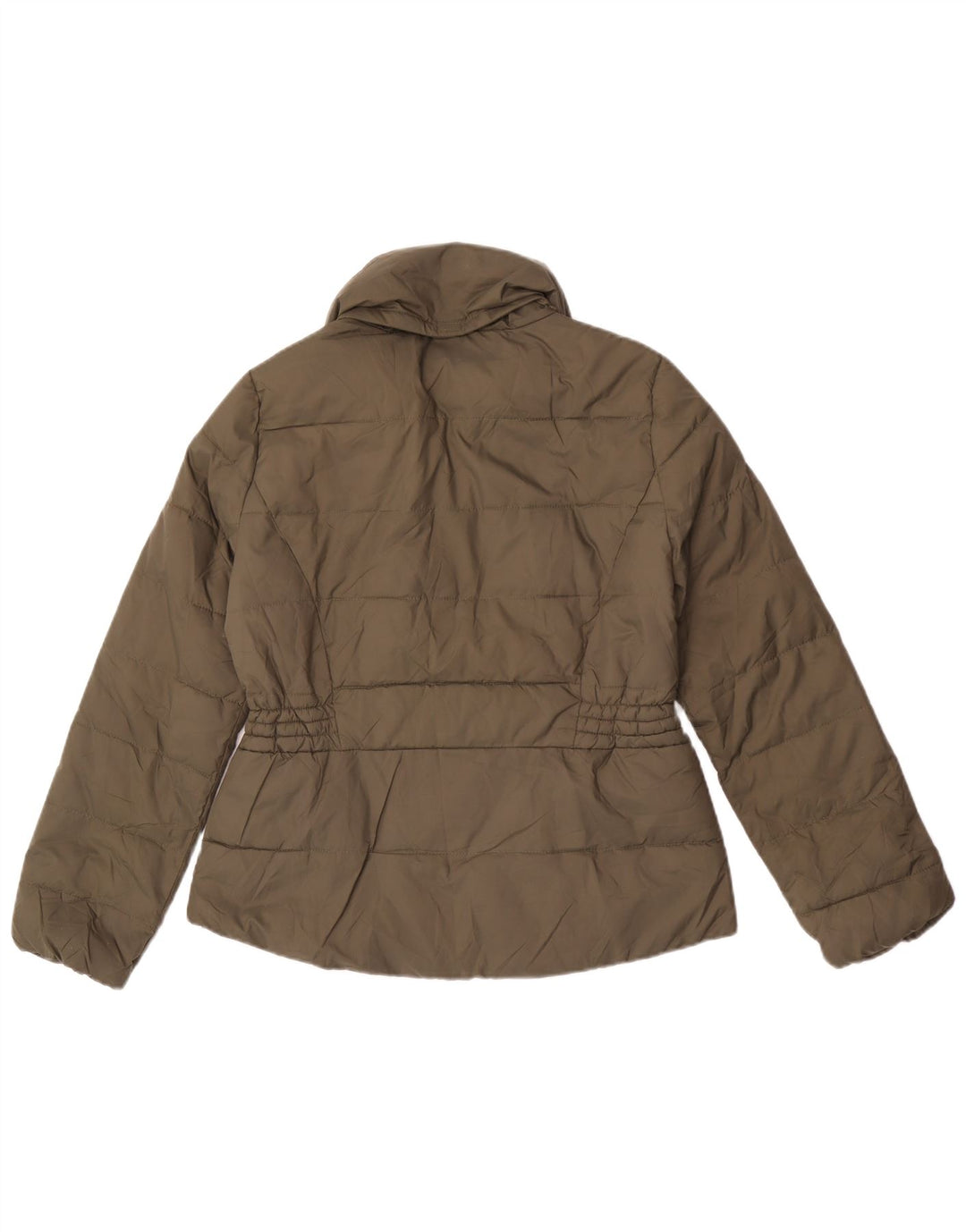 Marks & Spencer Womens Hooded Padded Jacket UK 12 Medium Khaki Polyester