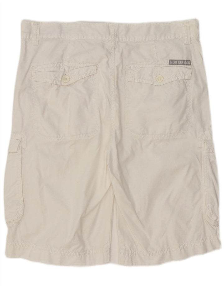 Calvin Klein Mens Cargo Shorts W33 Medium White Cotton