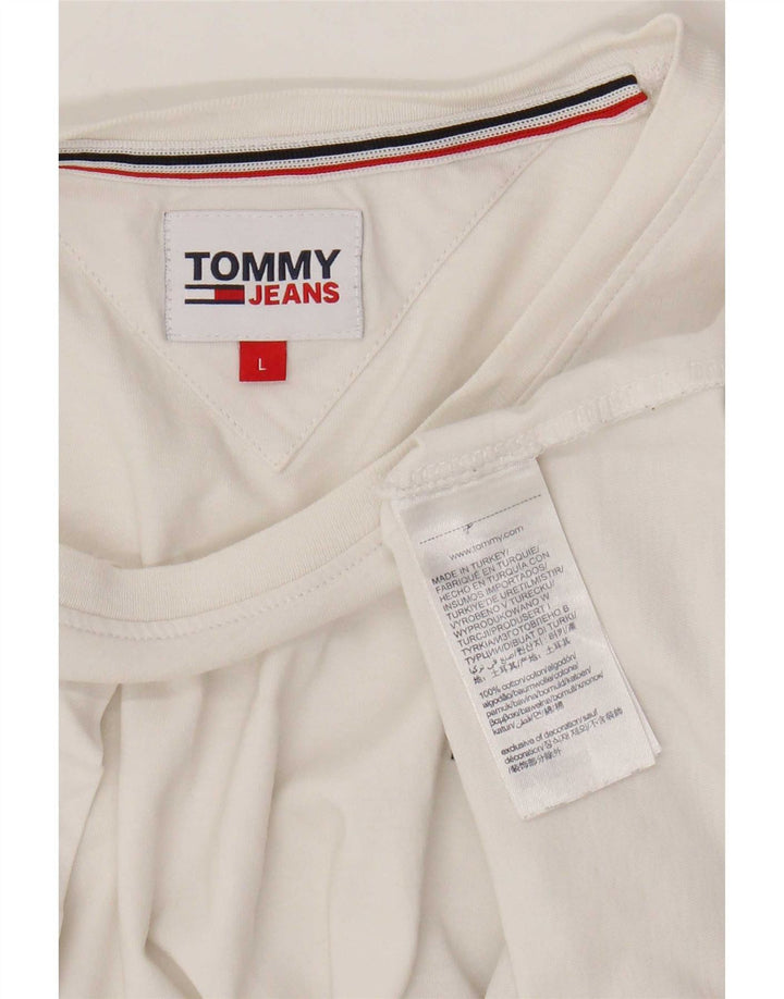 Tommy Hilfiger Mens T-Shirt Top Large White Cotton
