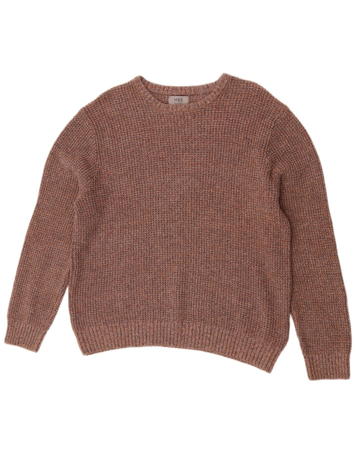 Marks & Spencer Mens Boat Neck Jumper Sweater XL Brown Cotton