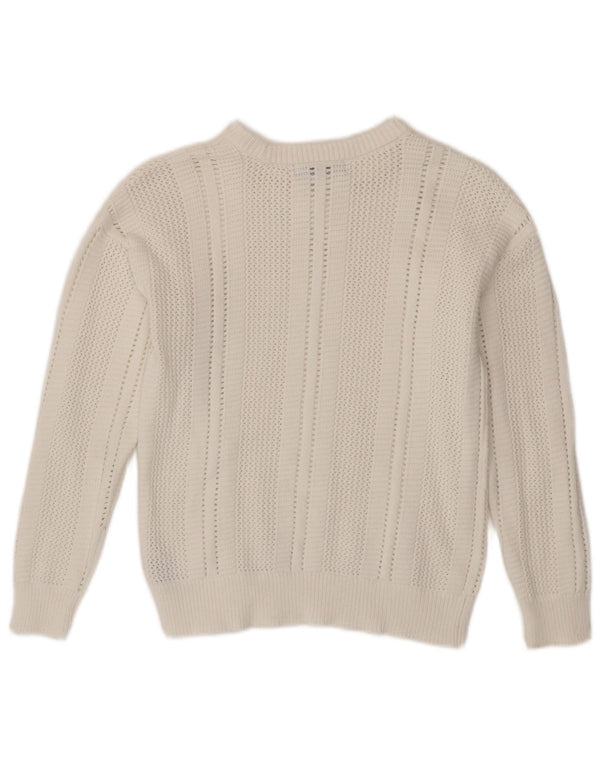 Marks & Spencer Womens Boat Neck Jumper Sweater UK 6 XS White Cotton